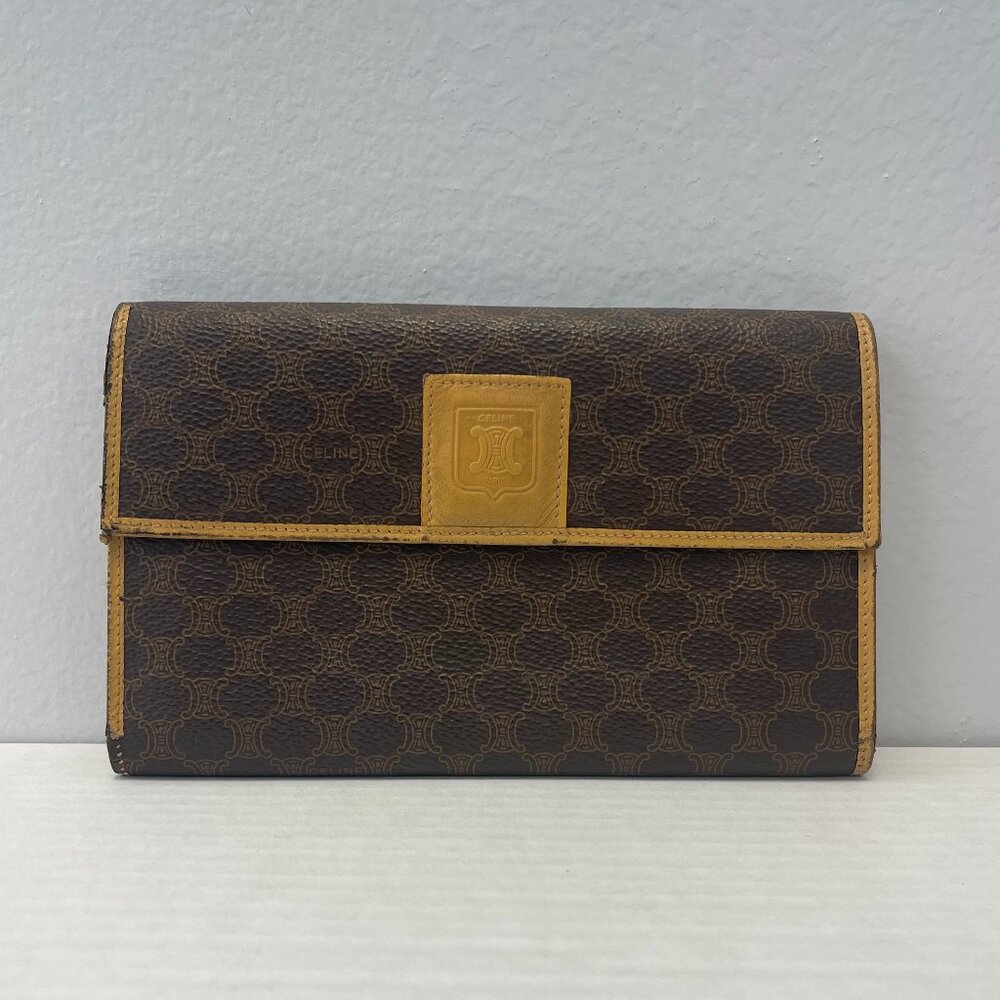CELINE Vintage Macadam Wallet w/ Kiss Lock Coin Compartment - Preowned